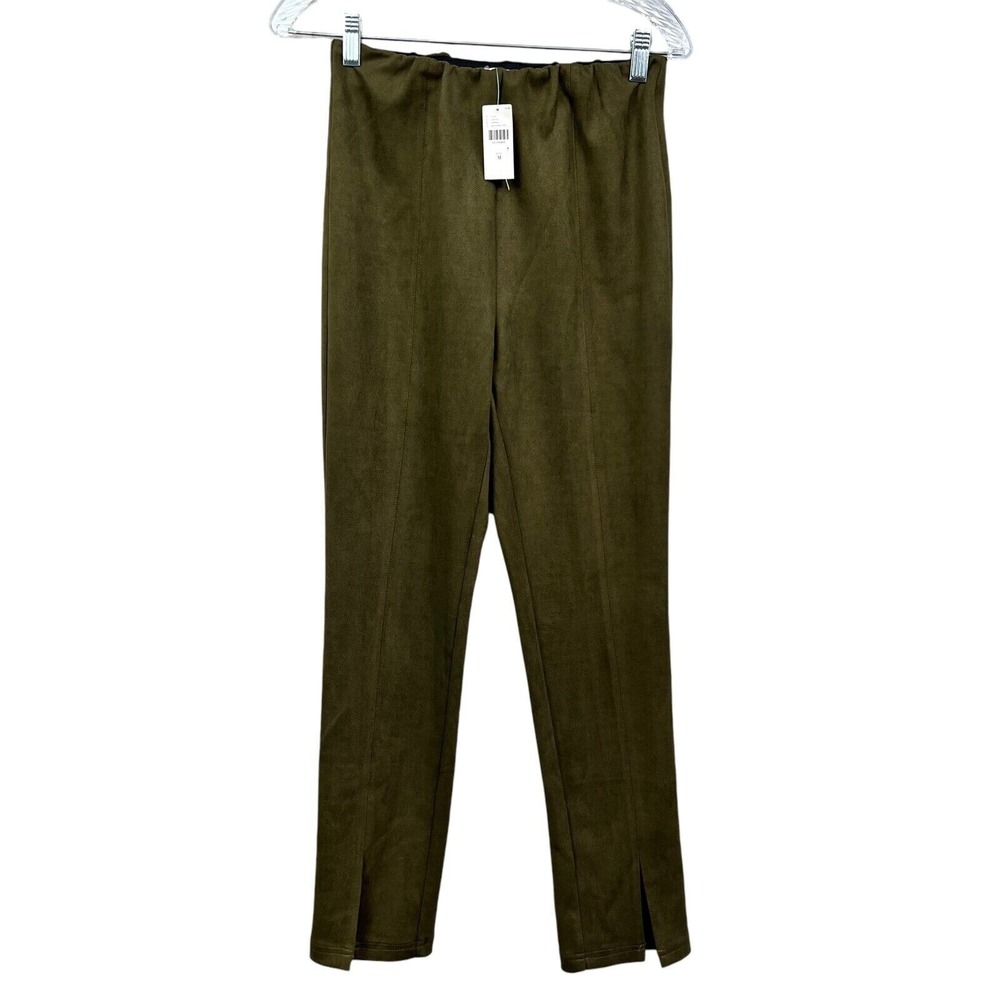 Avec Les Filles Anthropologie Womens Pants Vegan Suede Elastic Waist Green Sz M*